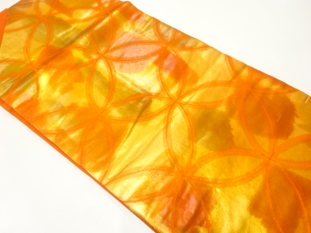 未使用品　七宝繋ぎ模様織出し名古屋帯